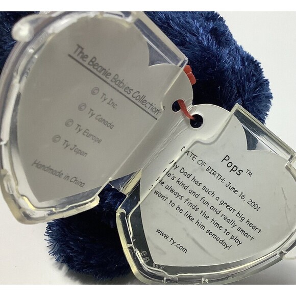 Ty‎ Beanie Baby “ Pops “ July 4th, 2001 Navy Blue Flag Tie - Picture 2 of 2